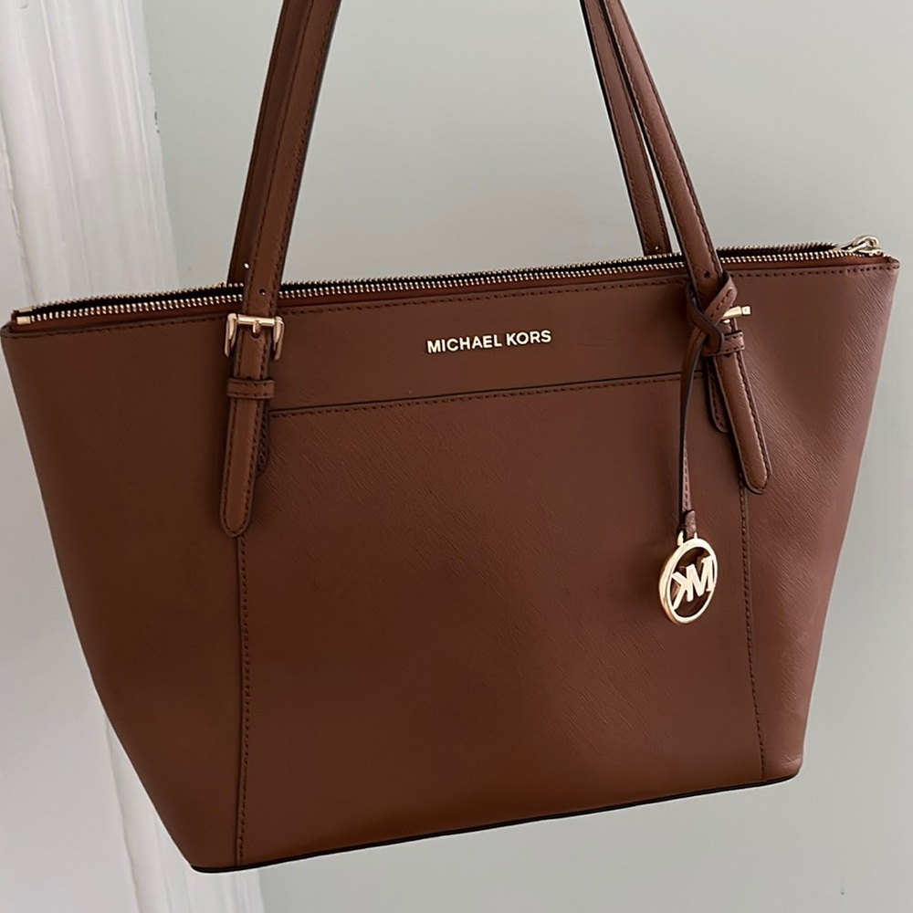 Michael Kors Brown Leather Tote with Gold Hardware